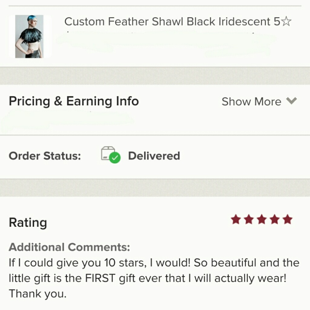 Custom Feather Shawl Black Iridescent - Picture 8 of 8